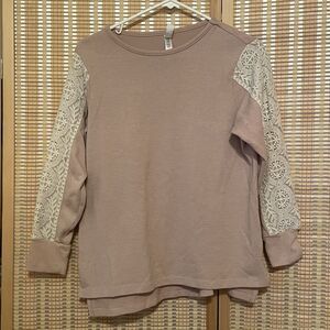 FLORA NIKROOZ Women's‎ Size Small Sweater Lace Overlay Long Sleeves Cottagecore